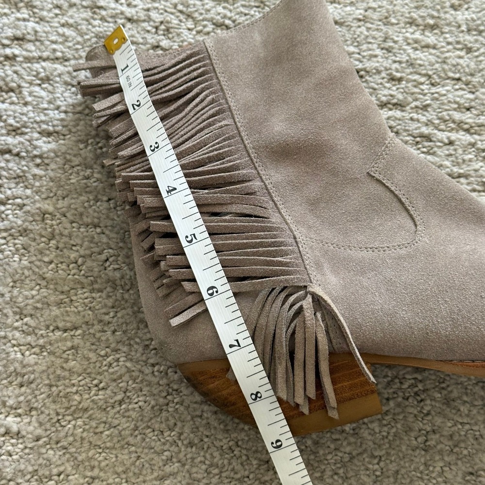 JEFFREY CAMPBELL Hastings Suede Fringe Western Ankle Boots WOMEN 8.5 Taupe BOHO - Picture 12 of 12